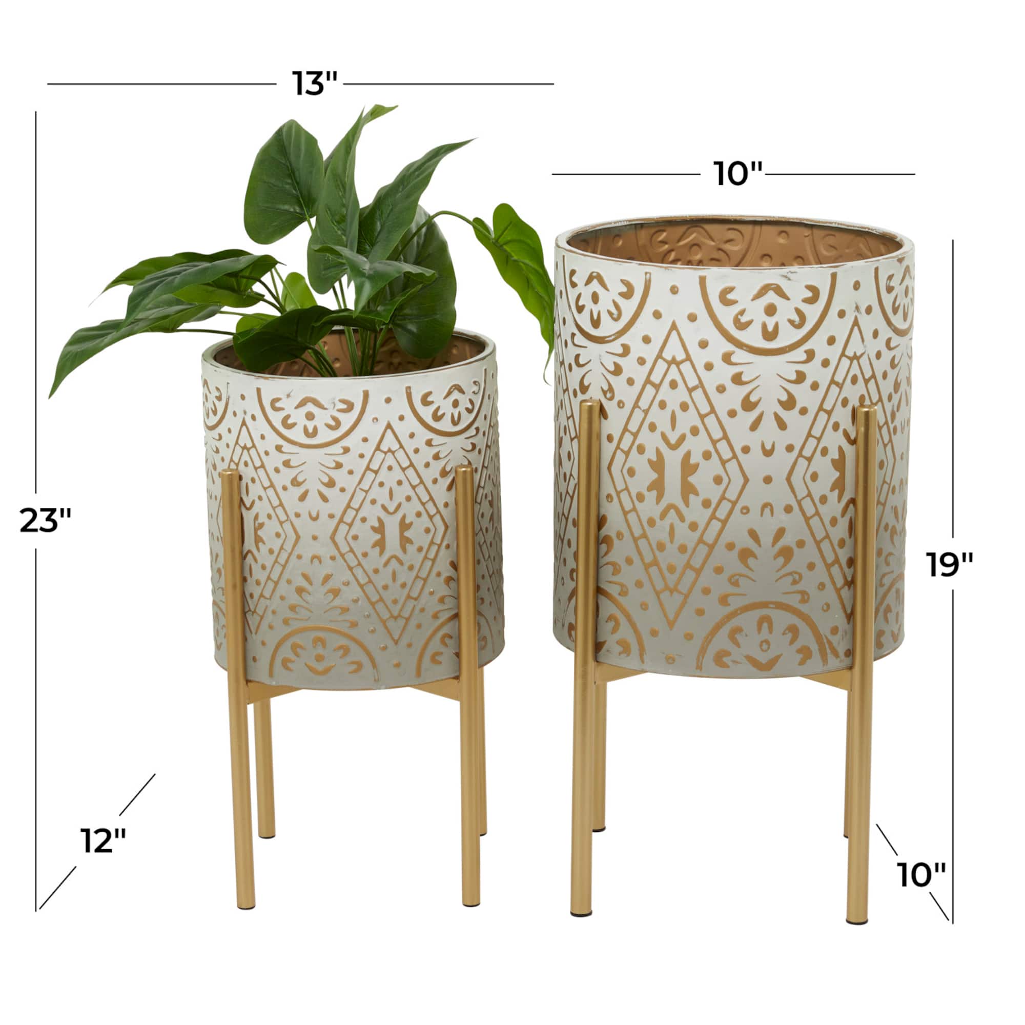 Brown Bohemian Planter, Set of 2" 23", 19"